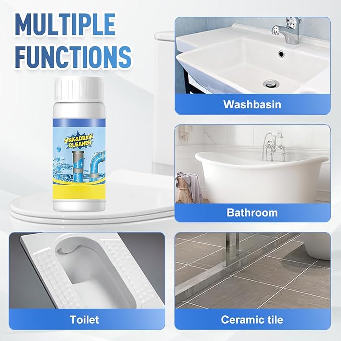 2026 Upgraded Sink and Drain Cleaner, Pipeline Dredging Agent, Sink and Drain Cleaner Powder, Multi-functional Fast-Acting Pipe Dredging Agent for Kitchen and Toilet Pipeline (3 PCS)