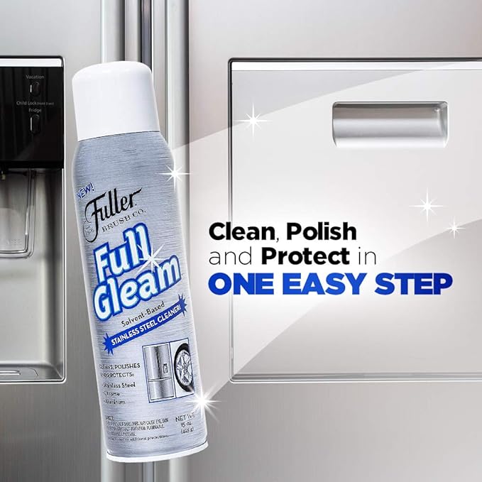 Fuller Brush Full Gleam Stainless Steel Cleaner – 15 oz Spray for Appliances, Chrome, Aluminum & Sinks – Cleans, Polishes & Protects Metal Surfaces (Pack of 1)