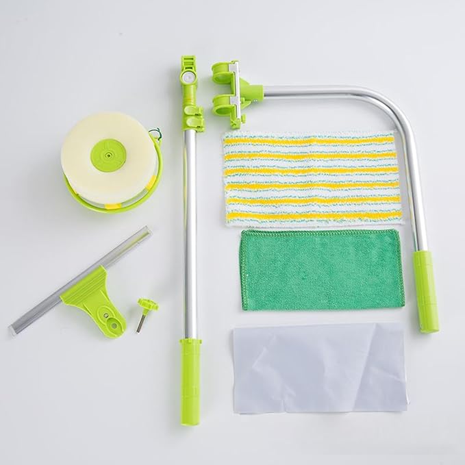Window Cleaner Squeegee, External Window Washer U Shape Window Cleaner Window Squeegee with Long Handle for Car Windshield Tiles Wall Clean (Round Head)