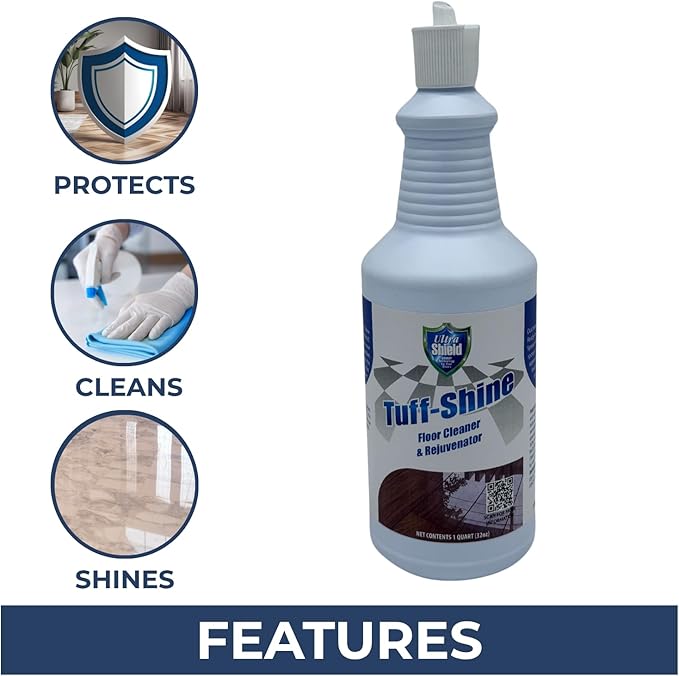 Ultrashield Tuff-Shine Clean Enhance and Protects, Multi Surface Floor Cleaner Shine, Commercial & Janitorial Cleaning Supplies, Quick Instant Shine Concrete (2 x 1 Quartz)