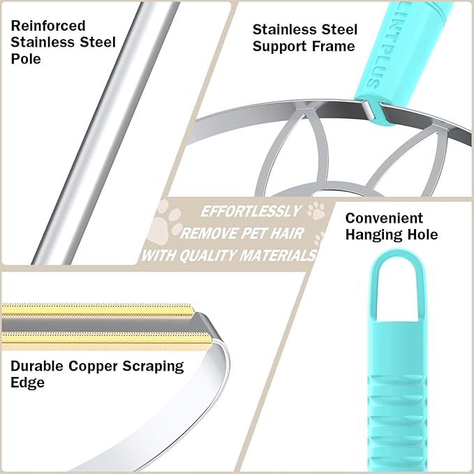 Heavy Duty Carpet Rake – 50" Ultra-Long Pet Hair Remover Tool by LINTPLUS, Deep Cleans Carpets, Rugs & Furniture | Durable Home Cleaning Scraper