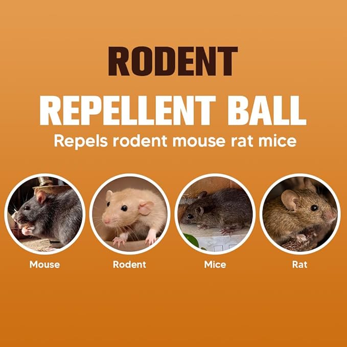 Rodent Repellent Indoor, Peppermint Oil Mouse Repellent, Mice Repellent Balls for Indoor Outdoor, Rodents Repellent for House, Rat Deterrent Outdoor, Moth Balls for Indoor/Outdoor Use - 10 Pack