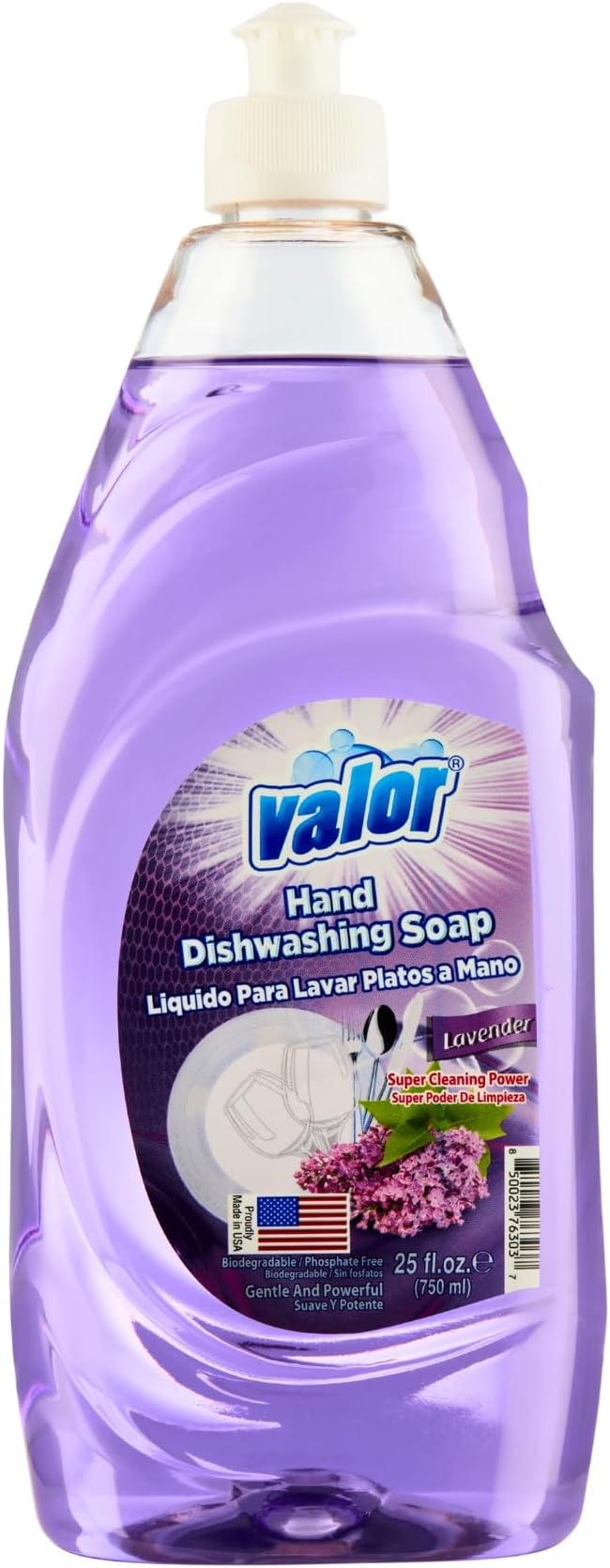 Valor Dishwashing Liquid, 25 fl oz – Dish Soap for Kitchen & Bathroom, Grease-Fighting, Gentle on Hands, Fast Rinse, Eco-Friendly Biodegradable Formula (25.5 oz (Pack of 3), Lavender)