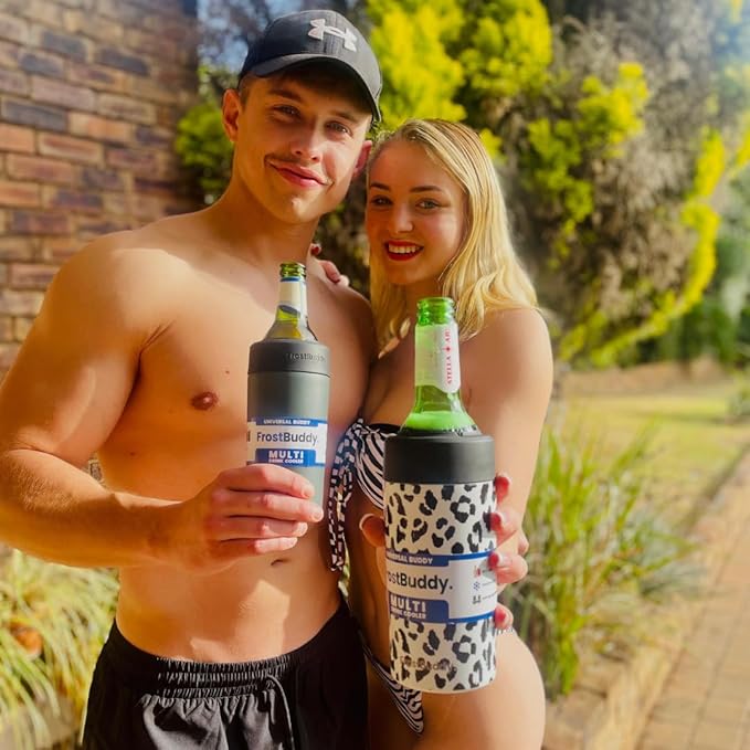 Frost Buddy Universal Can Cooler - Fits all - Stainless Steel Can Cooler for 12 oz & 16 oz Regular or Slim Cans & Bottles - Stainless Steel (RealTree APX)