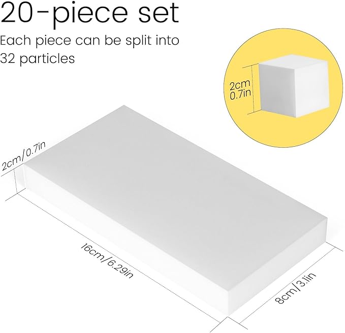 20PCS Melamine Sponge Magic Eraser Sponge in Bulk Small Cleaner Pads Melamine Pads for Dishes Cleaning Eraser for Kitchen, Bathroom, Toilet - 16x8x2cm (32 Small Pieces of Each Pack)