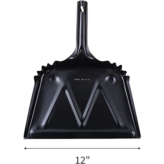 Genuine Joe Heavy-Duty Black Metal Dustpan, 12"