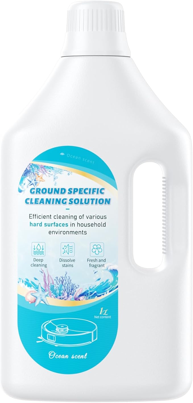 2.5L Floor Cleaning Solution Compatible with Roborock/Eufy/iRobot/Ecovacs/Dreame/Shark, Fragrance Deodorization, Deep Cleans for Multiple Hard Floors (2.5 Liter, 【Fresh Ocean】)