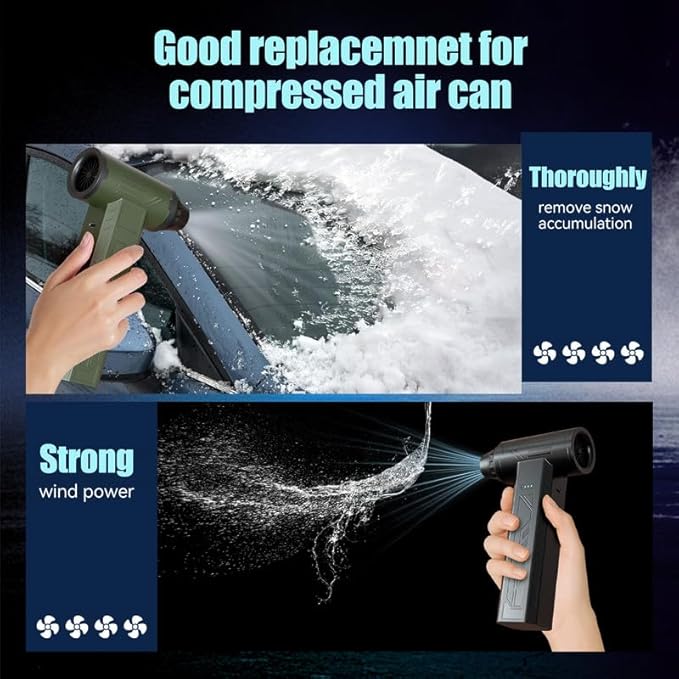Compressed Air Duster 480000RPM Electric Air Duster Variable Speed 580G 4 Gear Adjustable Rechargeable Cordless Jet Dry Blower Turbo Fan Dryer Cleaning Air Blower Mini Car Vacuum Cleaner Black Knight
