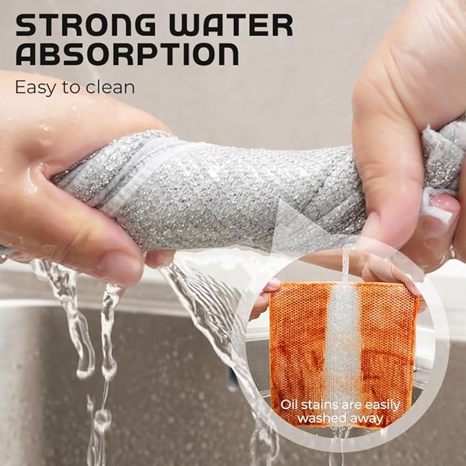 Multipurpose Wire Dishwashing Rags, 2024 New Scrubbing Wire Dishwashing Rags Non-Scratch Wire Dishcloth, Premium Metal Wire Dishwashing Cloth Scrubs Cleans for Dishes, Sinks (5 Pcs)