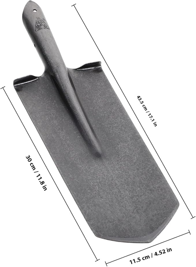Heavy Duty Manganese Steel Metal Garden Shovel Narrow Spade for Tree Planting and Soil Digging, Thickened Handle Gardening Tool for Outdoor and Farm Use