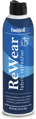 Faultless ReWear Dry Wash Spray for Clothing – Wrinkle Remover, Fabric Refresher Spray, Captures Odors – Like Dry Shampoo for Clothes: Fresh Look W/Out Laundry, 20oz