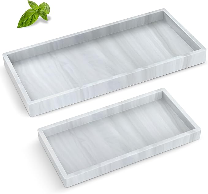 Bathroom Counter Tray,EG-SIPRO High-Grade Thickened Silicone Bathroom Vanity Tray,Shatterproof Durable Rectangle Bathroom Tray Soap Dispenser Tray for Bathroom Countertop,Small+Large (EGTRAY)