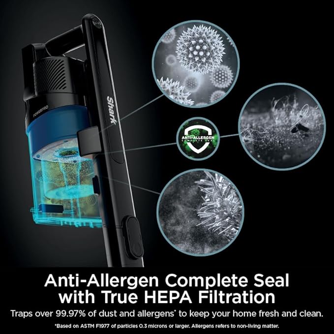 Shark PowerPro Reveal Plus Cordless Vacuum, FloorDetect & Dirt-Reveal Technology, HEPA Filter, Carpet & Hard Floor, Rechargeable, Charcoal, IZ376H