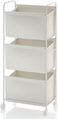 125L Vertical Laundry Hamper with Wheels, 3 Section Large Rolling Laundry Sorter with Detachable Inners, Metal Clothes Hamper Laundry Baskets Organizer for Bathroom, Bedroom, Dorm (Beige)