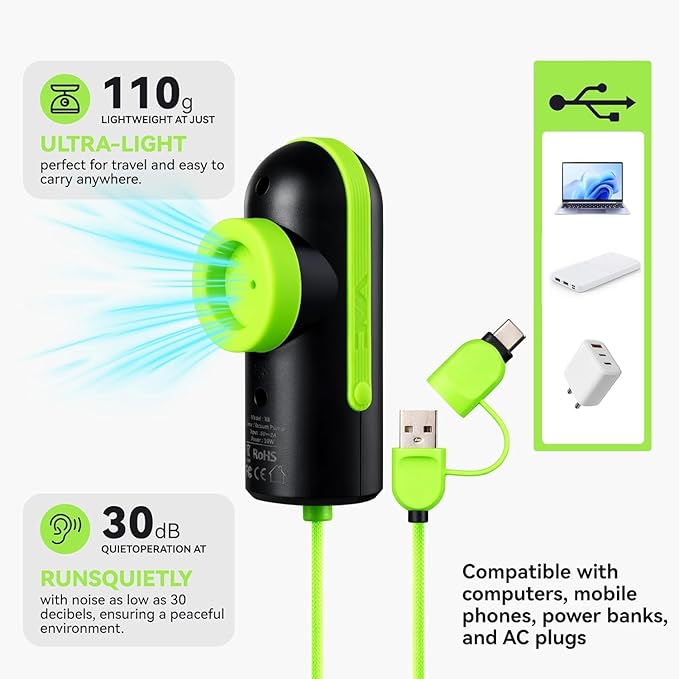 Travel Vacuum Bags with USB & TYPE C Pump, 9 Pack Carry-On Vacuum Storage Bags for Luggage & Suitcase, Vacuum Luggage Bags, Space Saver for Clothes & Travel(Green)