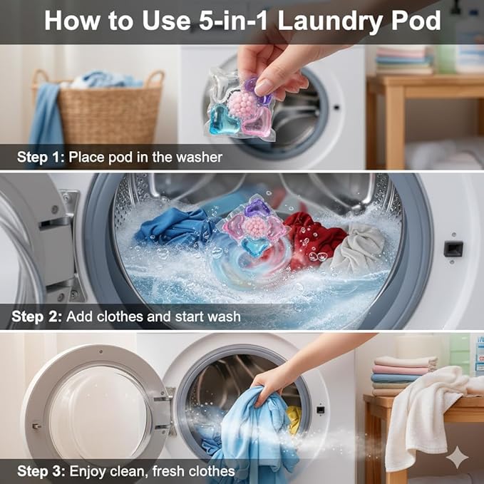 5 in 1 Laundry Beads - 5 in 1 Laundry Pods with Fabric Softener & Scent Beads(100PCS)