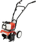 52cc 2 Stroke Gas Mini Tiller Cultivator, 1700W Garden Tiller with Widened Mud Flap and 4 Steel Tines, Gas Powered Garden Tiller Cultivator for Garden, Lawn, Soil Cultivation, 6500-7000RPM