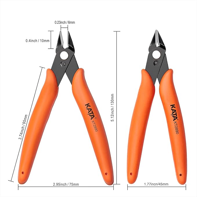 KATA Micro Wire Cutters Pliers: Precision Flush Cutter Tool for Jewelry Making, Hobby Models, Gundam, Electronics - 2-Pack Small Zip Tie Cutter Nippers - Mini Side Cutting Snips with Ergonomic Handle