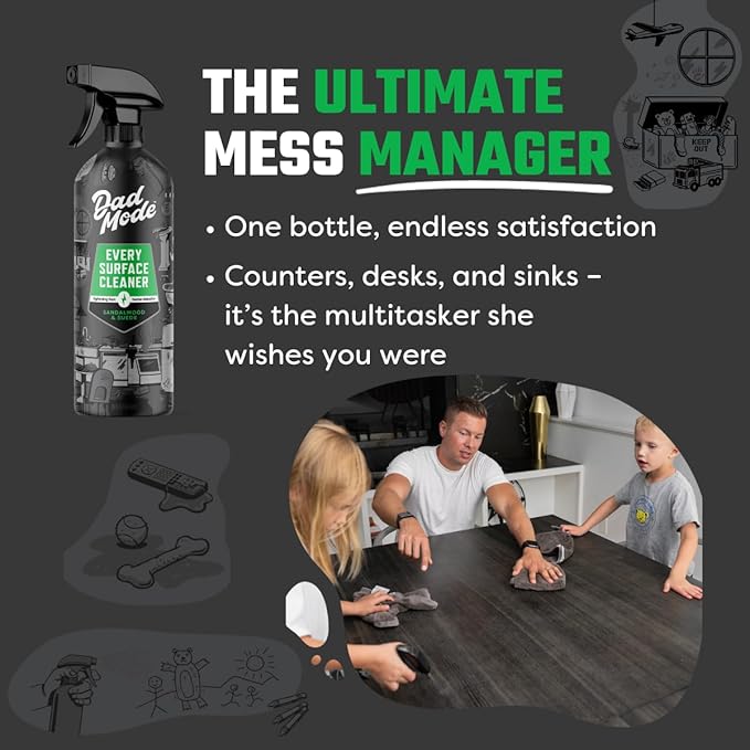 DadMode Home Surface Cleaner | 1000 Uses | Streak-Free Multi-Surface Cleaner | 3-Pack Refill | Kitchen, Bathroom & Household Spray | Sandalwood & Suede