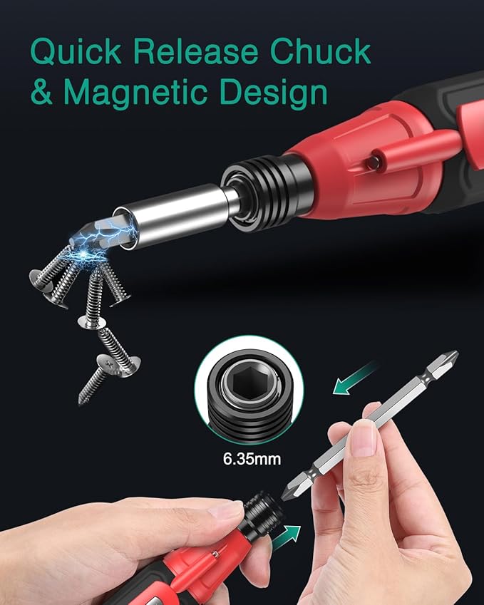 ORIA Electric Screwdriver Set, Rechargeable Cordless Screwdriver, Power Screwdriver, Small Repair Tool Kit with LED Light, 1/4'' Bit Holder, for Phones, Glasses, Camera, Laptop