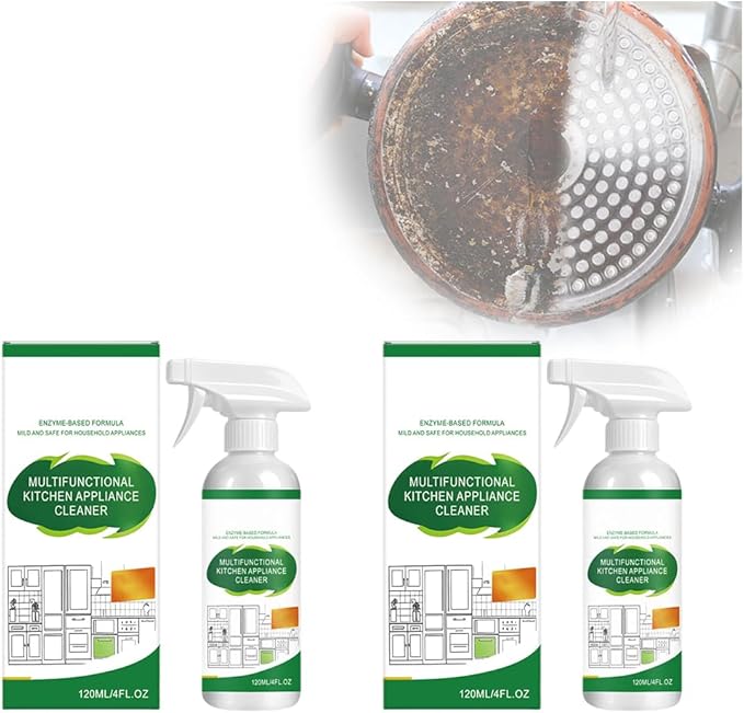 Kitchen Appliance Cleaner Spray, Multi-Purpose Cabinet Cleaner All in One, Kitchen Cabinet Cleaner for Stove Oven Range Hood Countertop, No Rinse No Scratch, 120ml/4oz (2PCS)