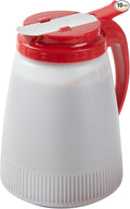 Restaurantware-Chef 101 48 Ounce All Purpose Syrup Dispensers, 10 Honey Dispensers - Red Top, Stainless Steel Slide Cover, Plastic Pancake Syrup Bottle, Perfect For Diners, Restaurants, Home
