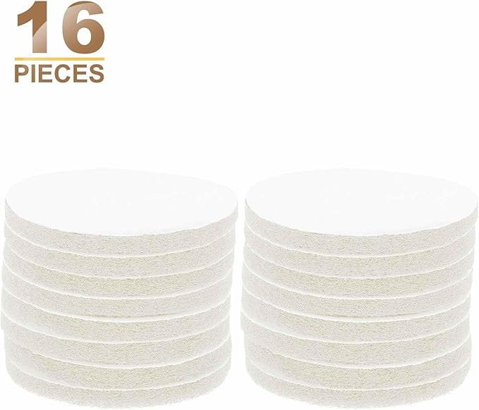 HARFINGTON 16pcs Scrubber Scouring Pads 450 Grits 5 Inch Drill Power Brush Hoop and Loop Surface Conditioning Disc Drill Scuffing Disc Scrub Pads for Home Kitchen Cleaning, White