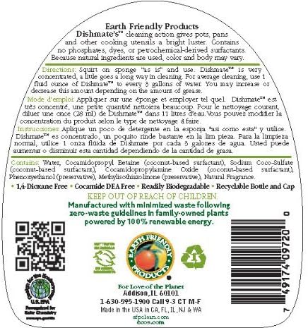 ECOS, Earth Friendly Products Dishmate Dishwashing Liquid Natural, Pear, 25 Fl Oz