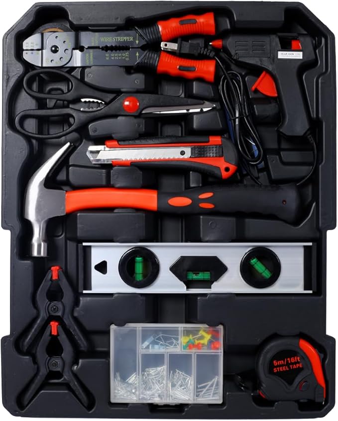 Home Repair Tool Set Kit, Luxebough Mechanics Tool Set with Rolling Tool Box, 4 Drawer Toolbox Storage Case, General Household Tool Kit for Maintenance, Garden, Homeowner, Handyman (970 PCS)