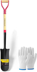 Drain Spade Shovel, Garden Drain Spade, Trenching Shovel, Woode D-Handle, Steel Y-Grip, 45 Inch Spade for Digging Transplanting & Edging (Red)
