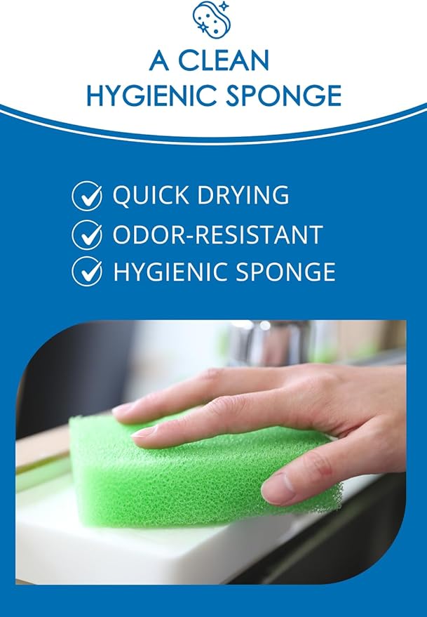 SunSun Sponge Kitchen Sponges, Made in Japan All Surface Scratch-Free Odor Resistant Durable Long-Lasting Sponge for Dishwashing, Pastel Color, 4 Count