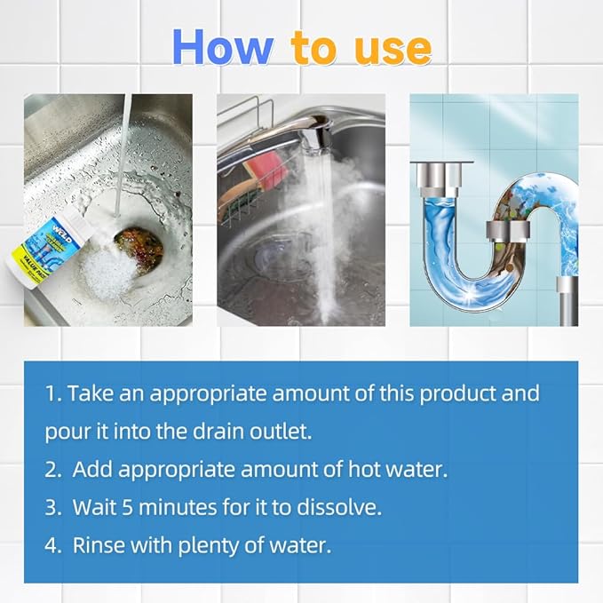Sink Drain Cleaner, 2025 New Multi-functional Sink and Drain Cleaner Powder Cleaning, Drains Cleaner Foam Cleaner, Powerful Pipe Dredging Agent for Home Kitchen Toilet (5Pcs)