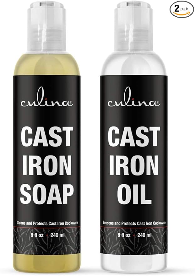 Culina Cast Iron Cleaning Kit A Cleaner Bundled with Cast-Iron Conditioner Oil 8oz Kosher Certified Protect your hands 100% natural