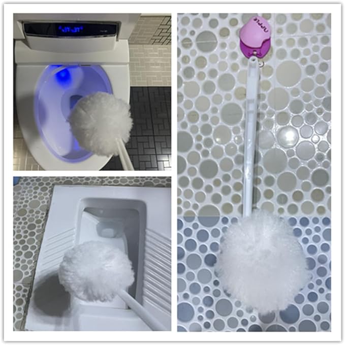 Bowl Brush Toilet Cleaning Brush Set Soft Polyester Head 15x5 inches White (4PacK)
