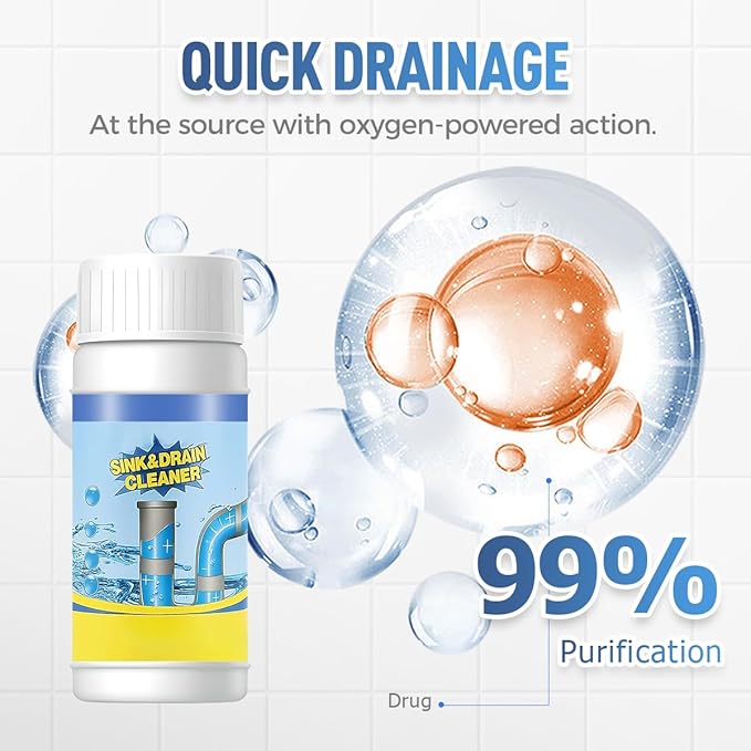 Sink and Drain Cleaner, Pipeline Dredging Agent, Sink and Drain Cleaner Powder, Multi-functional Fast-Acting Pipe Dredging Agent for Kitchen and Toilet Pipeline (3pcs)