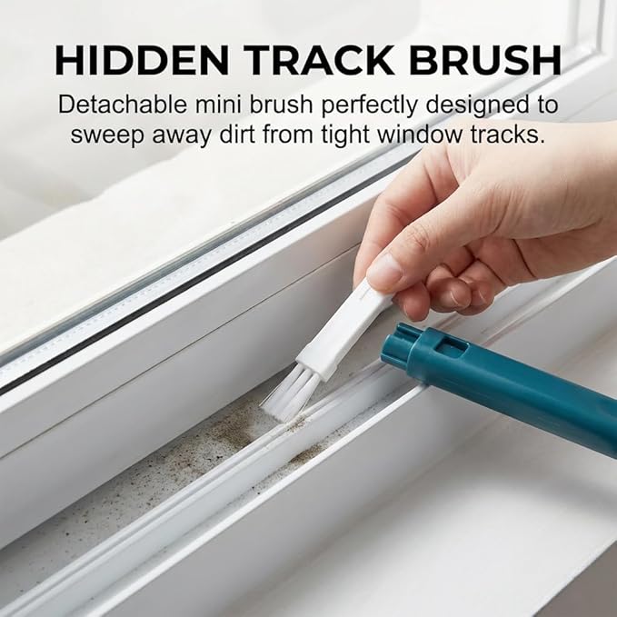 Window Screen Cleaning Brush,2 in 1 Window Screen Cleaner Tool with Squeegee,Mesh Screen Cleaner,Multi-Purpose Cleaning Brush for Patio, Door, Porch Screens (2 Blue)