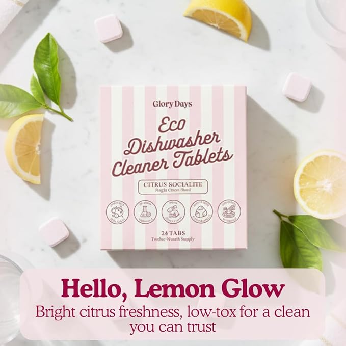 Dishwasher Cleaner And Deodorizer Tablets - 1 Year Supply Lemon Citrus Dishwasher Cleaning Tablets - Deep Cleaning Removes Limescale and Odors - Eco-friendly Dish Washer Machine Cleaner - Septic Safe
