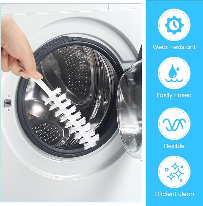 2PCS Washing Machine Cleaning Brush,Rolling Washing Machine Cleaner Front Loader Cleaning Tools with Storage Hook(23.23x5.51x1.38inch)