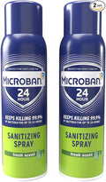 MICROBAN Sanitizing Spray, 15 oz., 2 Pack, Fresh Scent, Disinfects, Sanitizes, Eliminates Odors, and Keeps Killing 99.9% of Bacteria on Hard, Non-Porous Surfaces in Home for up to 24 Hours
