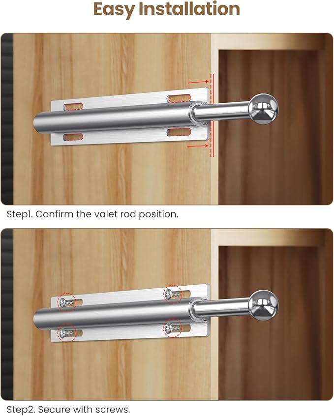 Supforce 16.5" Valet Rod for Closet Pull Out, Retractable Slide Out Valet Rod Closet Organization, Aluminum Valet Clothing Hanger Rods Perfect for Suits, Freshly Pressed Clothes, Polished Chrome