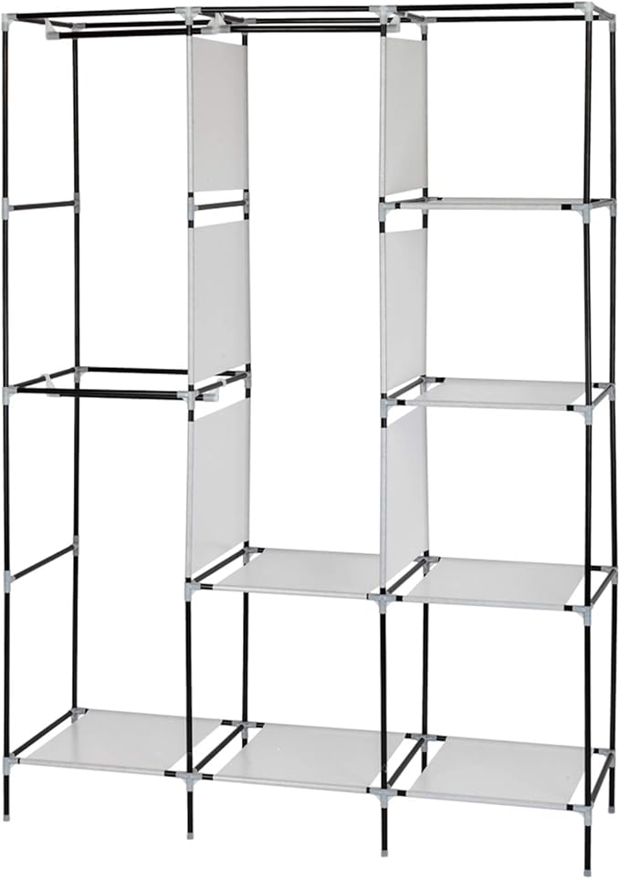 Portable Closet Wardrobe,71'' Closet Storage Organizer Rack with Shelves and Cover for Hanging Clothes, Non-Woven Fabric, Quick and Easy to Assembly (Blue)