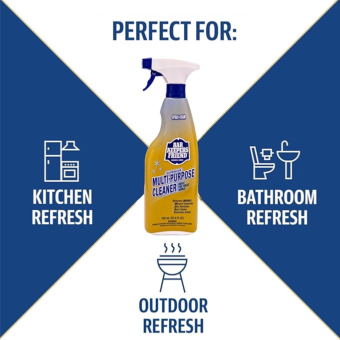 Bar Keepers Friend MORE Spray + Foam Multipurpose Cleaner (25.4 oz) for Shower, Tile, Rust Stains, Hard Water, Soap Scum & EZ-Flush Toilet Bowl Flushing Aid (12 oz) to Help Prevent Clogged Toilets