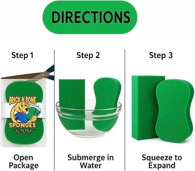 Multi-Purpose Sponges for Cleaning - Green 2 Pack, Large Sponges for Car Washing, Tile & Grout, All Purpose Cleaning
