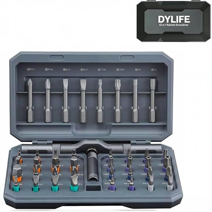 42 in 1 Magnetic Screwdriver Set, DIY Ratchet Screwdriver Set, Removable Self-assembly Precision Screwdriver Kit, Magnetic DIY Precision Tool Kit for PC Laptop Mobile Cell Phone Digital Watch