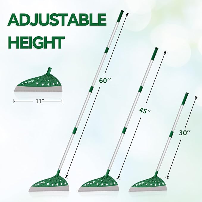 Air Broom, Multifunctional Silicone Broom for Hair, Cat Litter, Crumbs, Liquids Removal on Smooth Floor, Magic Squeegee Broom Comfortable Cleaning for Tile, Bathroom, Includes 2 Broom Heads (Green)