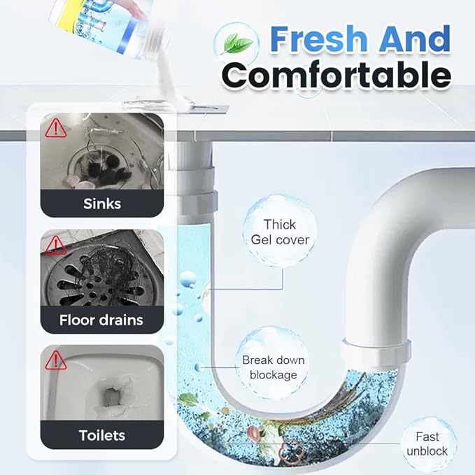 2026 New Multi-functional Sink & Drain Cleaner Powder, Quick Foaming Heavy Duty Clog Remover for Kitchen, Bathroom, Shower & Sewer Drains (2PCS)