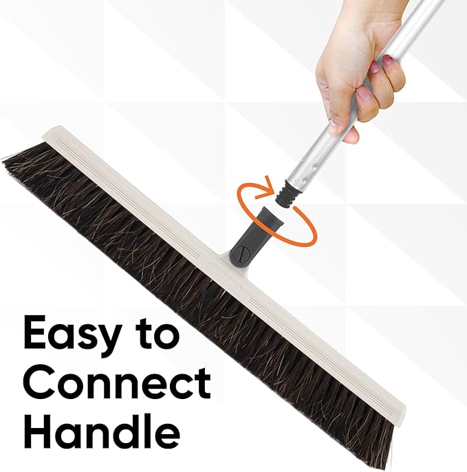 Horse Hair Broom for Hardwood Floors – 18" Soft Bristle Narrow Thin Swivel Upright Dust Broom for Dog Hair, Kitchen & Home Use – 54" Long Handle