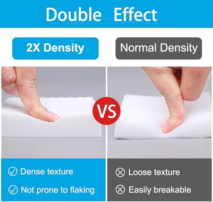 Magic Cleaning Erasers, Kitchen Sponge 10 Pack 2X Density Melamine Sponge Foam Pads, Multi-Functional Car Cleaning Supplies Cleaner for Kitchen, Bathroom, Shower, Window, Wall Cleaner