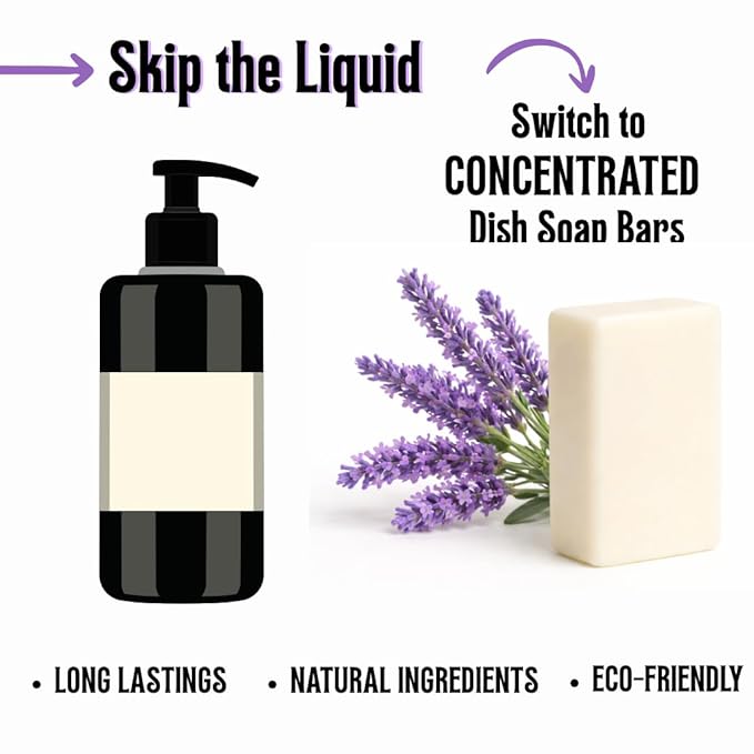 KELEBS 2 Dish Soap Bars | Lavender Essential Oil Formula | Natural & Organic Ingredients | Gentle on Hands | For Plant-Based Kitchens & Light Dishwashing | Biodegradable | No Overpour | Value Pack