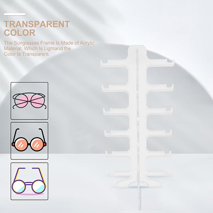 BESTOYARD Multi-Layer Sunglasses Display Rack Glasses Organizer 6-Tier Plastic Eyewear Holder Stand for Desktop Storage and Display in Home Or Store